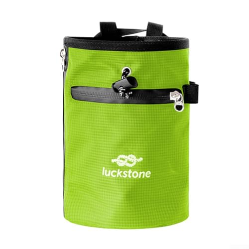 Climbing Chalk Bag, Anti-Leak Drawstring, 420D Oxford with Phone Pocket, for Rock Climbing Gym Weightlifting Bouldering(Green) - size: Green