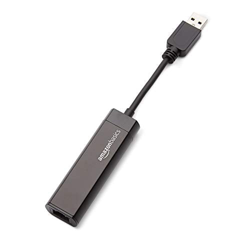 Amazon Basics USB 3.0 to 10/100/1000 Gigabit Ethernet Internet Adapter, Compatible with Windows and macOS, Black - size: 1-Pack