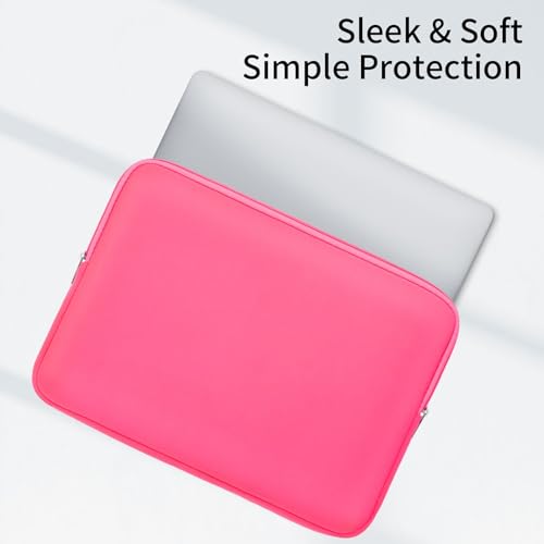RAINYEAR 15.6 Inch Laptop Sleeve Case Padded Carrying Bag, Bright Pink | Slim Protective Soft Zipper Computer Cover Compatible with 15.6 inch Notebook Computer Ultrabook Chromebook - color: Bright Pink, size: 15.6"