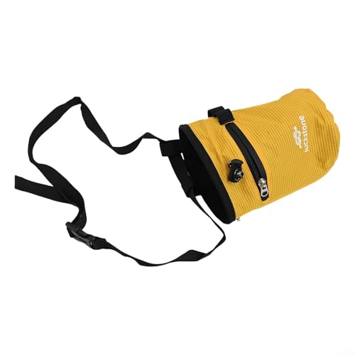 FABULETTA Climbing Chalk Bag for Rock Climbing, Gymnastics Chalk Pouch with Belt, No Leak Design, Storage Pockets, Adjustable Waist Strap for Bouldering and(Yellow) - size: Yellow