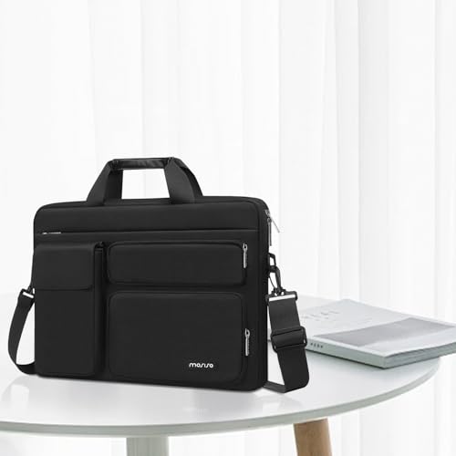MOSISO Laptop Shoulder Bag 14 inch, 14 inch Computer Bag | Compatible with HP Lenovo Dell ASUS Acer, Dell Latitude with 2 Raised&1 Flapover&1 Horizontal Pocket&Handle&Belt, Black - color: Black, size: 14 inch