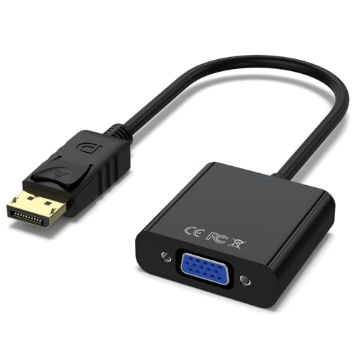 Meliya DisplayPort to VGA Adapter, Gold-Plated DisplayPort (DP) to VGA Adapter (Male to Female) Compatible with Computer, Desktop, Laptop, PC, Monitor, Projector, HDTV