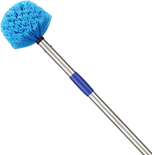 Cobweb Duster with Extension Pole - 4 FT Lightweight Stainless Steel Extendable Duster Ceiling Fan Duster for High Ceilings, Medium Stiff PET Bristle Spider Web Brush for Indoor/Outdoor Cleaning - size: 4FT
