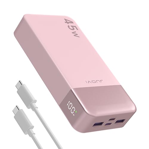 JUOVI Power Bank 45W 20000mAh Portable Charger USB C, PD QC Fast Charging 4-Port(2C+2A) External Battery Pack with LED Display, for iPhone 15 16 MacBook ipad | PD QC Fast Charging with 4 USB Ports(2C 2A), LED Display External Battery Pack for iPad Tablet