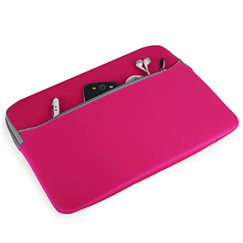 13 Inch Laptop Carrying Sleeve Neoprene Water Resistant Bag with Accessories Pocket-Compatible with AirBook 13 (Hot Pink) - color: Magenta