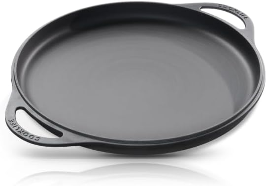 COOKLIFE 12 Inch Lightweight Pre-Seasoned Cast Iron Griddle - Smooth Polished Surface, Easy to Clean Cast Iron skillets Use in the Oven, on the Stove or Grill, Over a Campfire