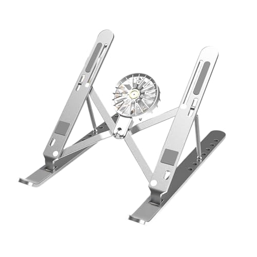 Aluminum Laptop Stand with Cooling Fan 7 Heights Adjustable Foldable Ergonomic Computer Holder for Notebook and Tablets Notebook Holder - color: Silver