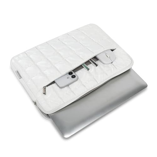Canvas Life 360 Protective Plush Laptop Sleeve 14-14.4-inch Laptop Sleeve Bag Compatible with HP, Lenovo, Dell, ASUS, MacBook Pro 14-inch - Quilted Design (White, 14 inch / 14.0 inch) - color: White, size: 14 inch / 14.0 inch