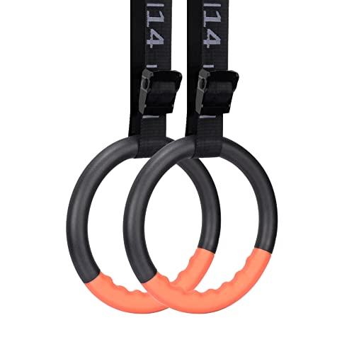 Gymnastic Rings with 15 FT Adjustable Straps Non-Slip Gymnastics Rings Pull Up Workout Rings for Home Gym Exercise, Training
