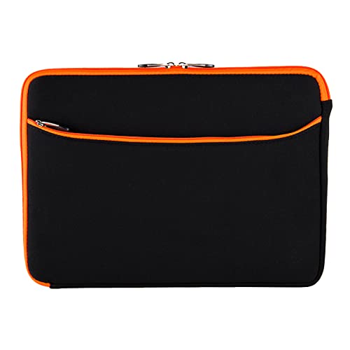 13 Inch Laptop Carrying Sleeve Neoprene Water Resistant Bag with Accessories Pocket-Compatible with AirBook 13 (Orange) - color: Black/Orange