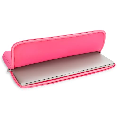 RAINYEAR 15.6 Inch Laptop Sleeve Case Padded Carrying Bag, Bright Pink | Slim Protective Soft Zipper Computer Cover Compatible with 15.6 inch Notebook Computer Ultrabook Chromebook - color: Bright Pink, size: 15.6"