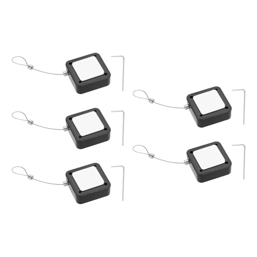 PATIKIL Retractable Remote Control Cable Tether (4.9ft / 1.5M, Black)(5 Set) Square Remote Control Security Lanyard Lock Adjustable Locking Leash with Rope Locks, Suit for - TV/Tablets - color: Black, size: 4.9ft
