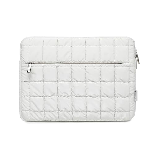 Canvas Life 360 Protective Plush Laptop Sleeve 14-14.4-inch Laptop Sleeve Bag Compatible with HP, Lenovo, Dell, ASUS, MacBook Pro 14-inch - Quilted Design (White, 14 inch / 14.0 inch) - color: White