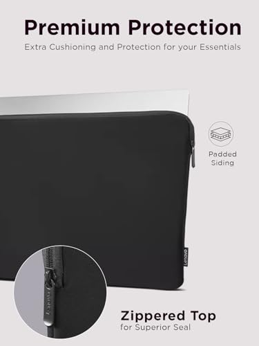 Lenovo Basic Laptop Sleeve 15.6 Inch Notebook/Tablet Compatible with MacBook Air/Pro Neoprene Material - Soft Fleece Lining - Zippered Top Opening - Black - size: 15.6 inch