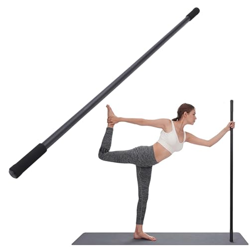 POCREATION Yoga Stretch Stick Adjustable Sturdy Steel Stretching Stick Enhance Flexibility Mobility Core Strength with 4 Steel Rods Foam Handles for Yoga Fitness Balance Training