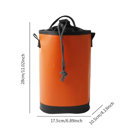 Vaveren Rock Climbing Rope Bag Drawstring Pouch 5L Large Capacity Camping Practical Construction Gardening Rope Organizer, Orange