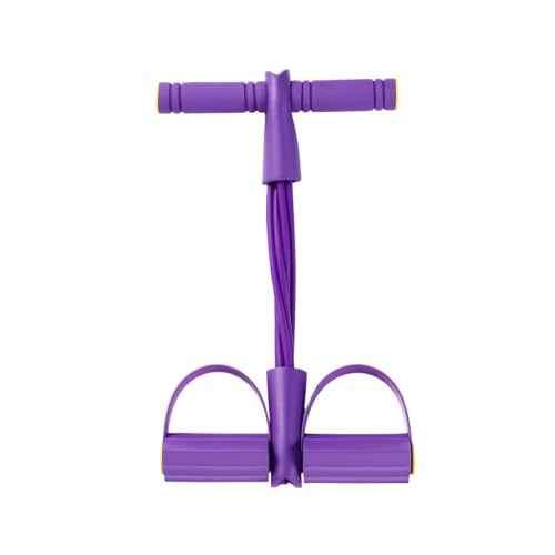 21 Fitness Resistance Bands Set with 4 Tube Pedal Ankle Puller - Multifunction Tension Rope for Abdomen Waist Arm Leg Stretching, Sit-Up Assistance Elastic Strength Bands with Handles - color: Purple