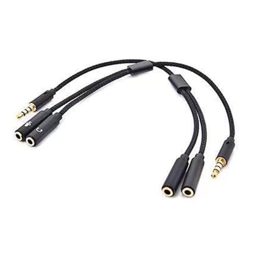 3.5mm Sound Adapter Y Splitter 3.5mm Cable Headsets 2 Female To 1 Male For Laptop Phone Earphone Headphone Microphone - color: Black