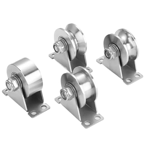 U Groove Stainless Steel Wall Pulley 2Pcs Track Wheel Bearing Pulley 304/201 Stainless Steel U/V/H Shaped Sliding Door Rollers Thickened 48 Wheel Rigid Caster(201 48H) - color: 201 48H