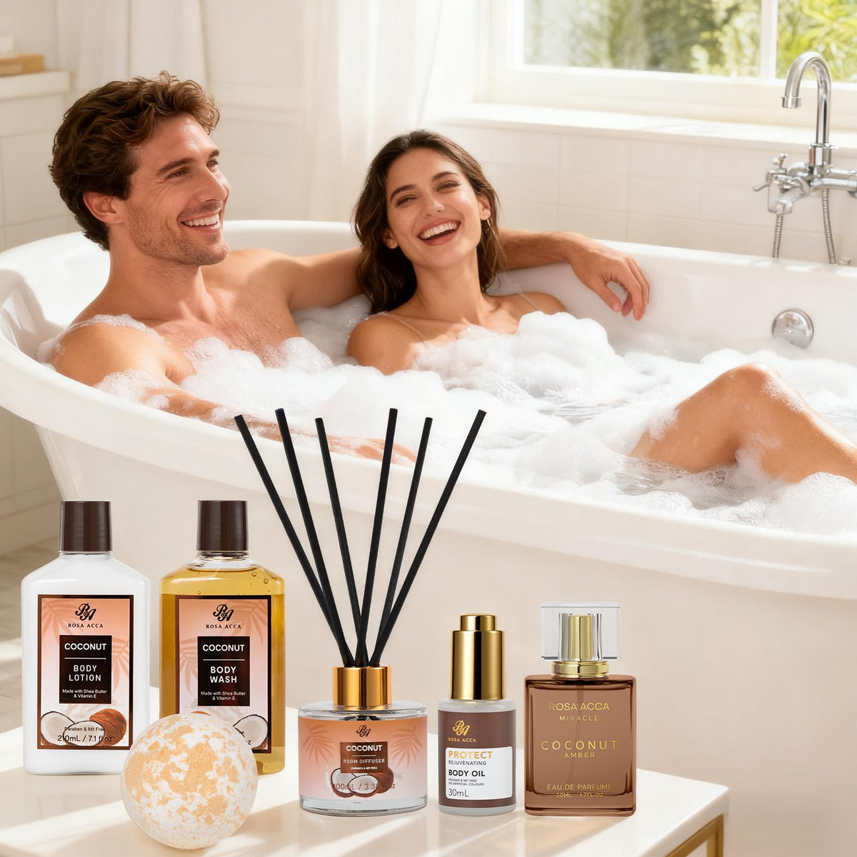 35 Pcs Coconut Vanilla Spa Gift Basket for Women & Men, Face Skin Care Set