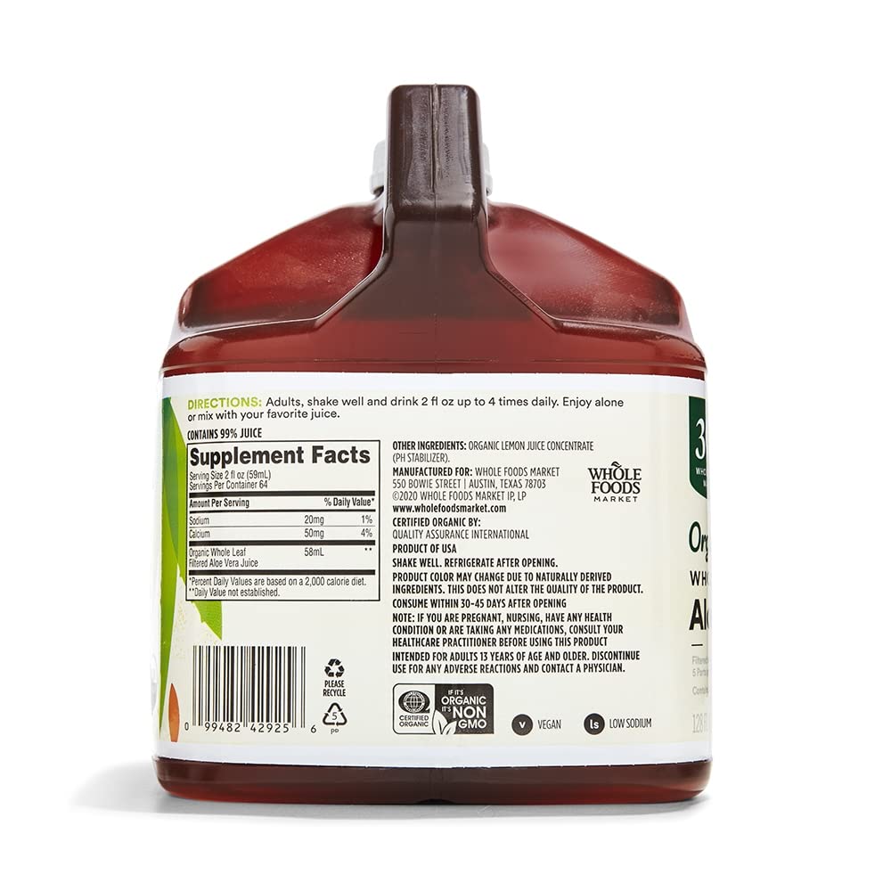 365 by Whole Foods Market Organic Whole Leaf Aloe Vera Juice – 128 Fl Oz