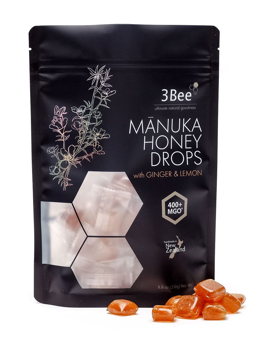 3Bee Manuka Honey Drops 400+ MGO with Ginger & Lemon – Gluten Free