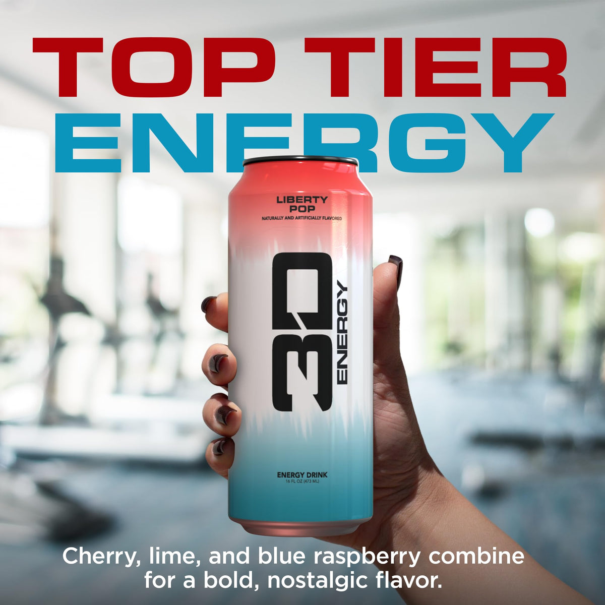 3D Energy Drink – Liberty Pop Sugar Free, 200mg Caffeine, Pre-Workout (16oz) 12 Pack