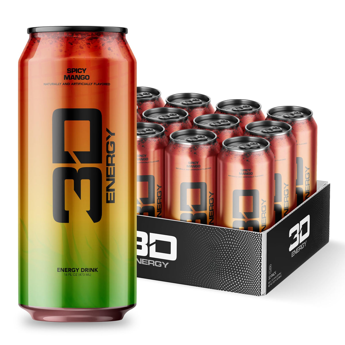 3D Sugar-Free Spicy Mango Energy Drink – 200mg Caffeine, Taurine & L-Carnitine | Pre-Workout