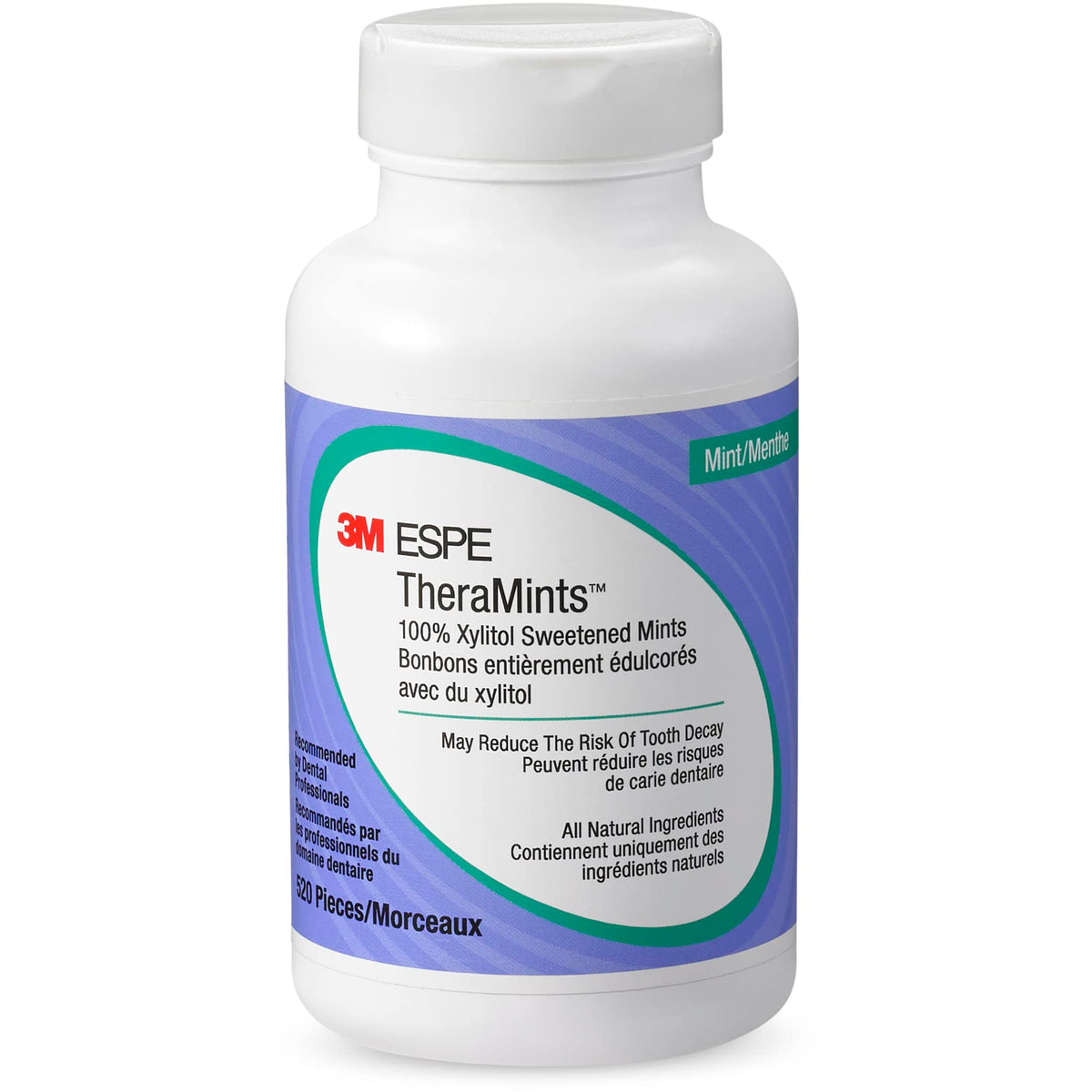 3M TheraMints 100% Xylitol Mints – Mint Flavor, 520 Mint Bottle