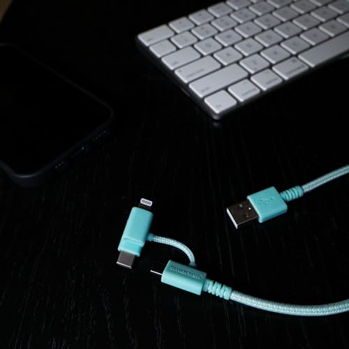 Smartish USB-C/Lightning Cable 17/16/16e/15/14 - Crown Joule - 6Foot Universal Fast Fabric Wrapped Charging Cable w/Micro-USB - MFi Certified 13/12/SE/iPad/AirPods/Android - Black - color: No. 2 Pencil Gray, size: USB to USB-C/Lightning/Micro