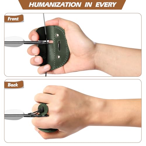 Leather Archery Finger Tabs,Handmade Archery Finger Guard for Shooting Practice Gear, Recurve Bow Fingers Tab - color: Green