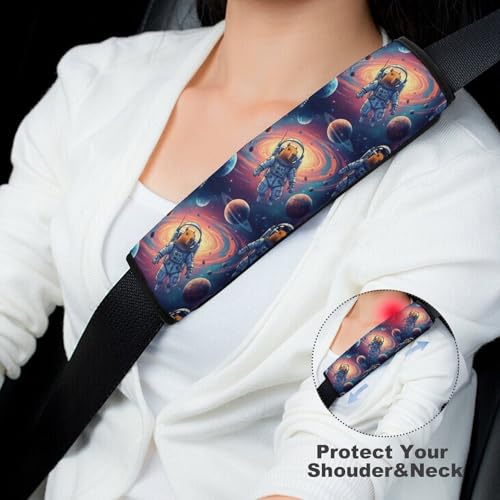 Universal Soft and Comfortable Seat Belt Shoulder Pad for Adult Use, Most Cars, 1 Pair Capybara Astronaut Harness Pads Strap Anti-Slip Pad - color: Pattern 763