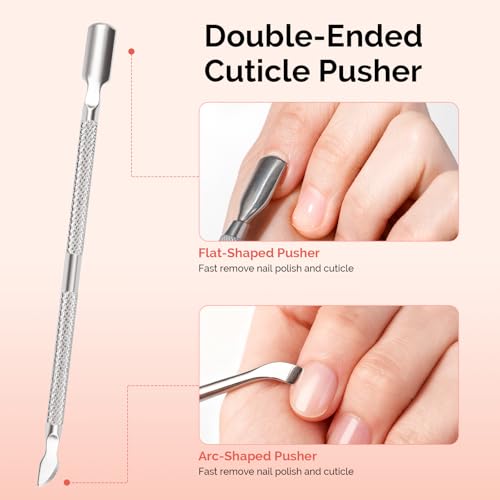 MelodySusie 14PCS Manicure Tools Kit Nail Care Set | Nail File,Cuticle Trimmer and Pusher,Mini Sandpaper,Nail Brush and Rose Cuticle Oil 25ML - size: 14Pcs Rose