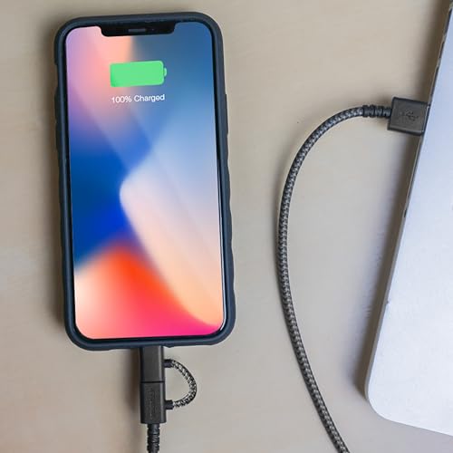 Smartish USB-C/Lightning Cable 17/16/16e/15/14 - Crown Joule - 6Foot Universal Fast Fabric Wrapped Charging Cable w/Micro-USB - MFi Certified 13/12/SE/iPad/AirPods/Android - Black - color: No. 2 Pencil Gray, size: USB to USB-C/Lightning/Micro