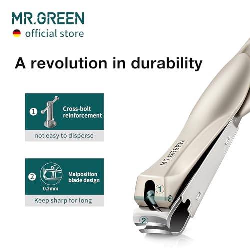 MR.GREEN Nail Clippers Stainless Steel Anti Splash Fingernail Cutter Manicure Tools Bionics Design Pedicure Scissor Nail Trimmer (Nail Clipper (Large)+Nail File) - color: Nail Clipper (Large)+nail File