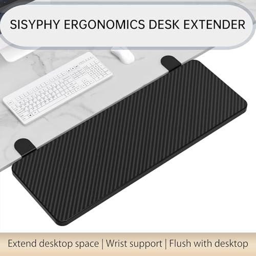 Sisyphy Ergonomics Desk Extender Tray, 25.2x9.5" Punch-Free Clamp on, Foldable Keyboard Drawer Tray, Table Mount Arm Wrist Rest Shelf, Computer Elbow Arm Support - color: Carbon, size: 25.2*9.5"(64*24cm)