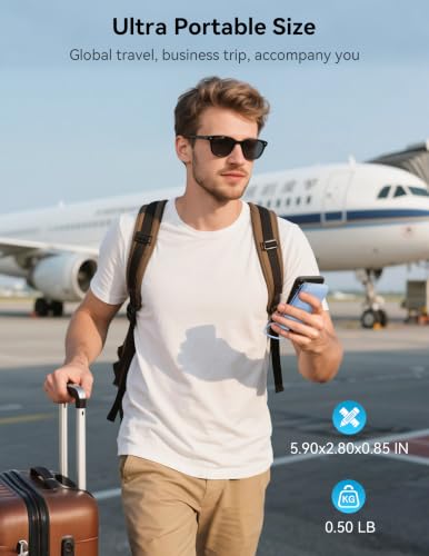 Portable Charger 10000mAh 20W, Wall Plug, 2 Cables, iWatch Charging | Digital Display, Compact Lightweight, USB C Fast Charge, USB-A 18W, Multi Protection, Travel Essential, for iPhone 17 16, Pad - color: Mist Blue