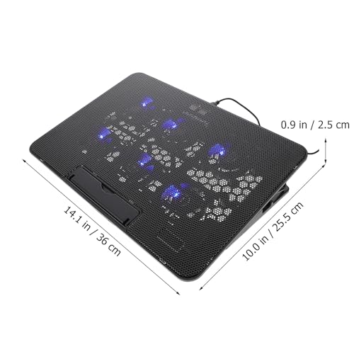 Laptop Cooling Pad with 6 Silent Fans 15.6-inch Adjustable Stand Black for Gaming and Office Use
