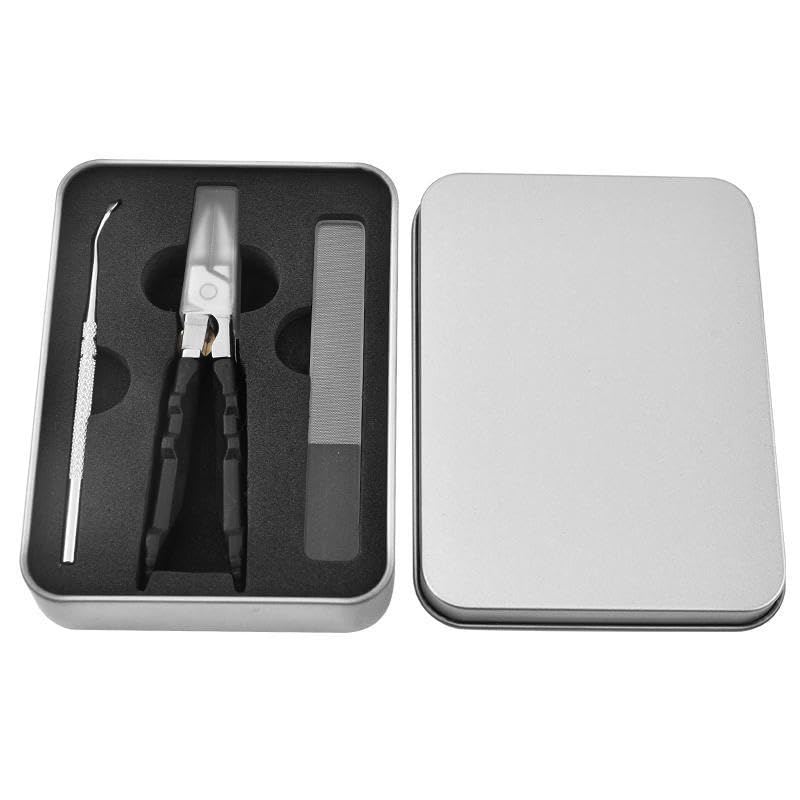 Black Anti-Slip Grip Gear Lock Nail Clipper Set with Ultra-Sharp Tips for Precise Access to Nail Grooves Professional-Grade Manicure Tool for Men Seniors Curved Sharp Blades