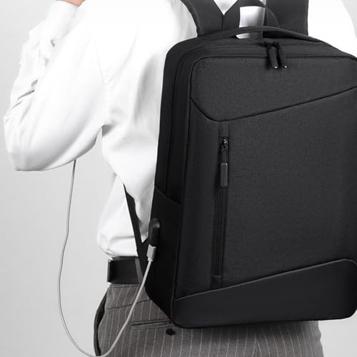 Men Business Laptop Backpack, Waterproof Travel Backpack | with USB Charging Port, College School Computer Bag, for Work Carry - color: Black
