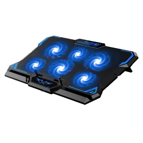 Compatible for 17-inch Gaming Laptop Cooling Pad with Six Fans, LED Screen and Dual USB Ports(Blue(Without Screen)) - color: Blue(Without Screen)