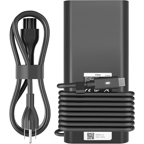 130W USB C Laptop Charger Compatible with Dell Precision 5530 5550 5560 5570 5750 5760 5770,Latitude 5401 5411 5501 5511 5520,XPS 15 17 9575 9500 9700 Power Supply Cord (DA130PM170 HA130PM170 0K00F5) - color: Charcoal