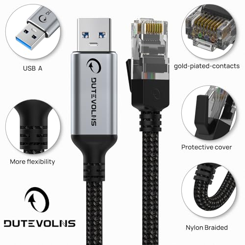 USB to Ethernet Cable 3.3FT, Gigabit USB 3.0 A to RJ45 Nylon Braided Cable | Network to USBA Cord, 1000Mbps Directly Connected, for Laptop, Desktop PC, Windows 10 and Windows 11 - size: 3.3FT, style: USB A to Ethernet