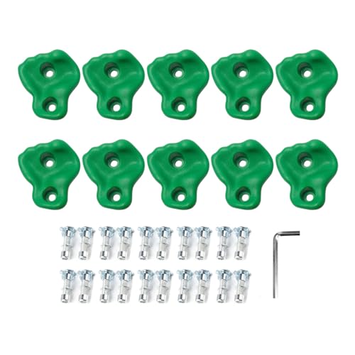 SUNGOOYUE 20 PCS Rock Climbing Holds, Ergonomic PE Rock Wall Grips with Screws and Wrench Tool, for Indoor Outdoor Kids - color: Green