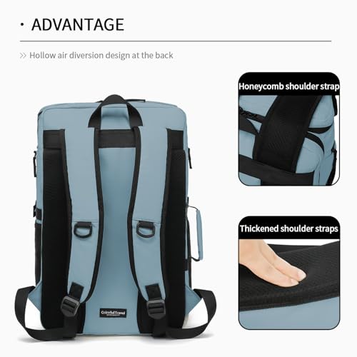tennis mountain climbing travel backpack, independent shoe compartment for sports and fitness, waterproof 15.6-inch computer bag - color: Grey water blue