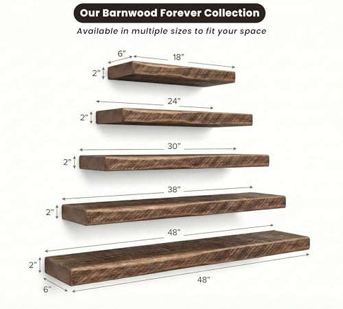 Reclaimed Wood Floating Shelves Real Thick Solid Wood Shelf Handmade - size: 24x8