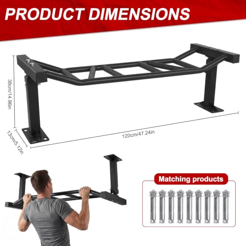 Generic 47 Inch Ceiling Mount Pull Up Bar Fitness Trainer Adjustable Height Heavy Duty Multi-Grip Chin Up Bar Home Gym Equipment