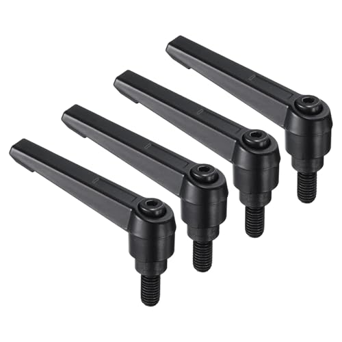 uxcell 4pcs Clamping Lever Handles, M8 x 15mm Black Oxide Carbon Steel Threaded Male Stud, Adjustable Handles Locking Quick Release Ratchet Push Button Bolt Knobs, Black - size: M8 x 15mm