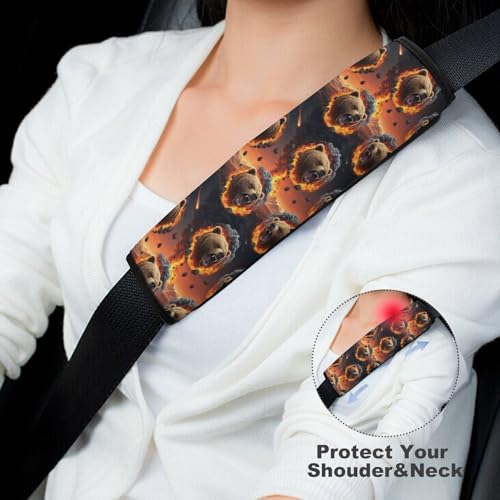 Universal Soft and Comfortable Fire Bear Wild Animal Seat Belt Cover for Kids, Most Cars, 2 Piece Seat Belt Covers Cushion Shock Absorption - color: Pattern 779