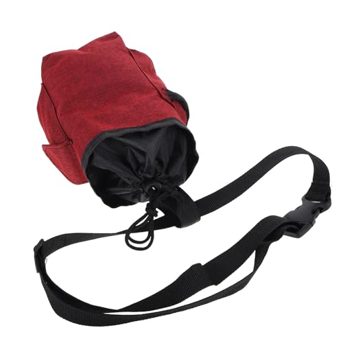 Outanaya Climbing Chalk Bag for Bouldering with Adjustable Belt and Zipper Storage Pockets, Wine Red Chalk Bucket Pouch for Rock Climbing, Gymnastics, and Weightlifting